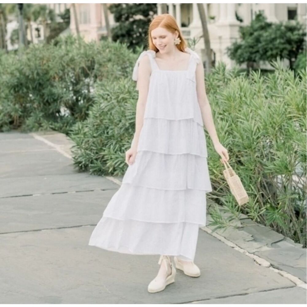 Victoria Dunn White Eyelet‎ Bennet Maxi Dress Size XLarge